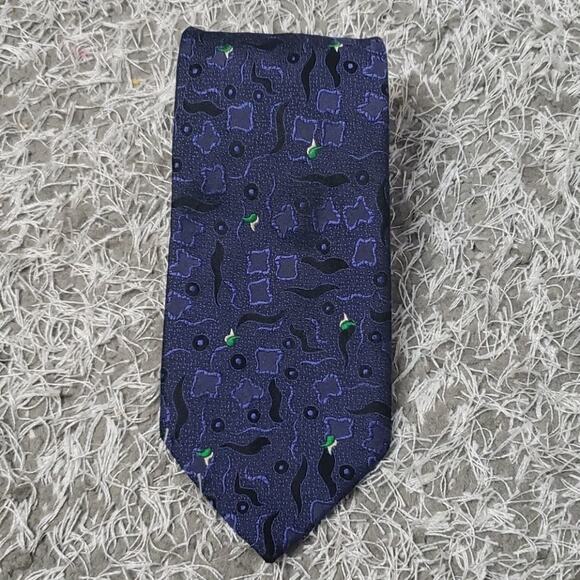 Hugo Boss Abstract Blue 100% Silk Italian Made Tie - Picture 2 of 5